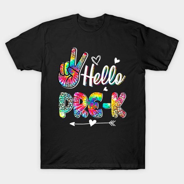 Hello Pre-K Tie Dye Leopard Graphic Back To School Teachers T-Shirt by everetto